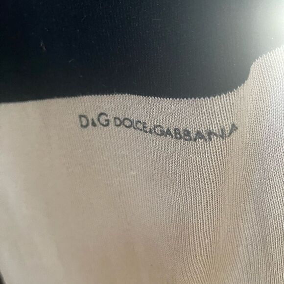 VINTAGE DOLCE & GABBANA BLACK & TAN KNIT SHORT SLEEVE TOP 44 EURO M/L - Picture 6 of 13